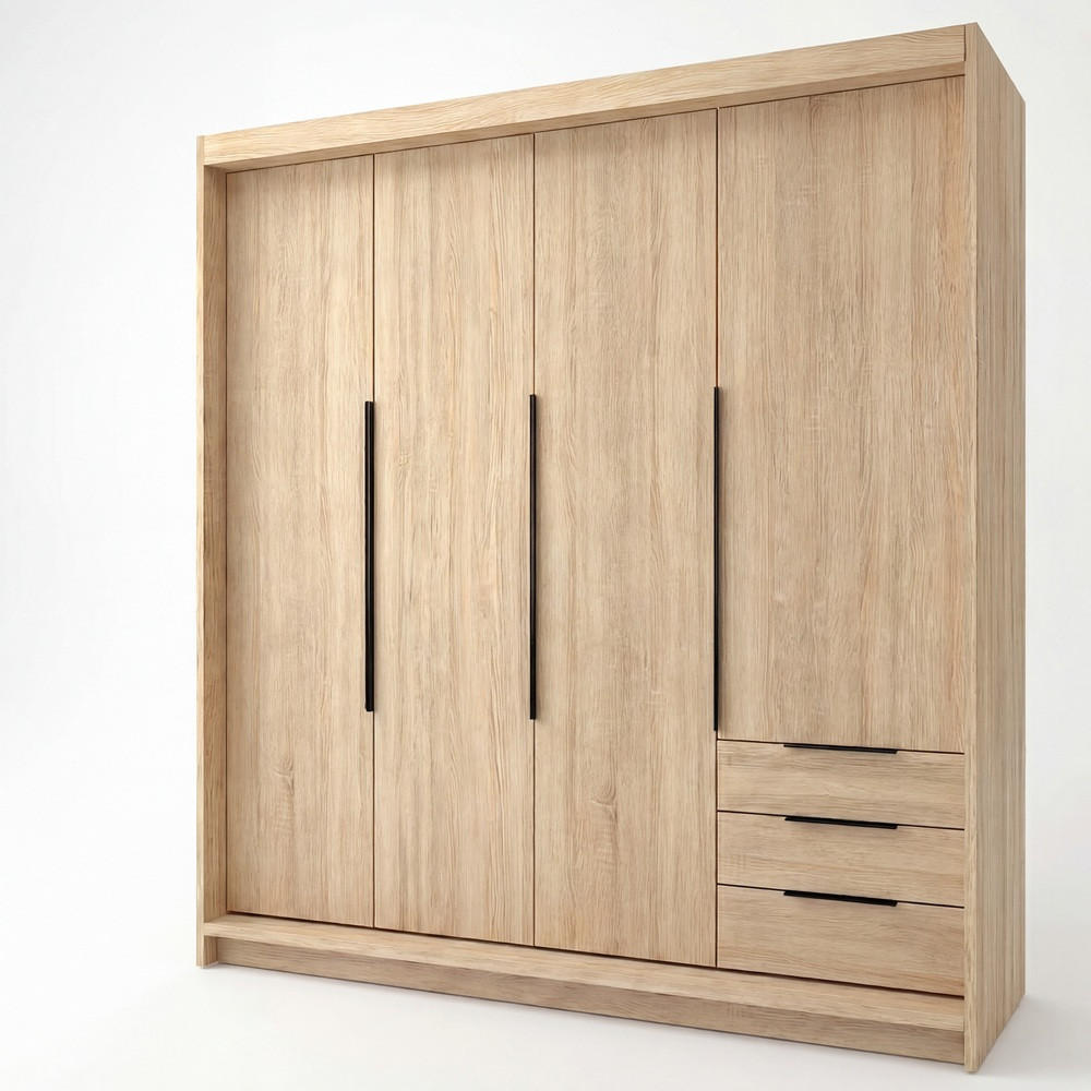 DREHTÜRENSCHRANK KLARI Sonoma Schubladen 200 cm - Braun, Holzwerkstoff (200/215/59.5cm) - A&J MöbelLand