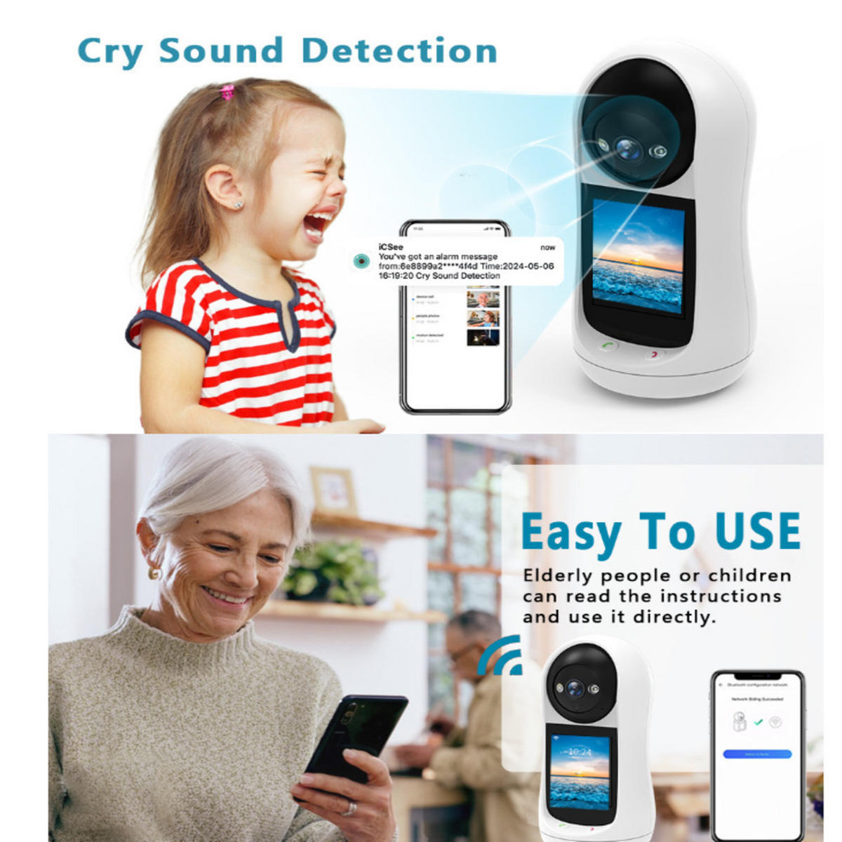 BABYPHONE,3 Megapixel，EU-Stecker - Weiß, Kunststoff - Authentics