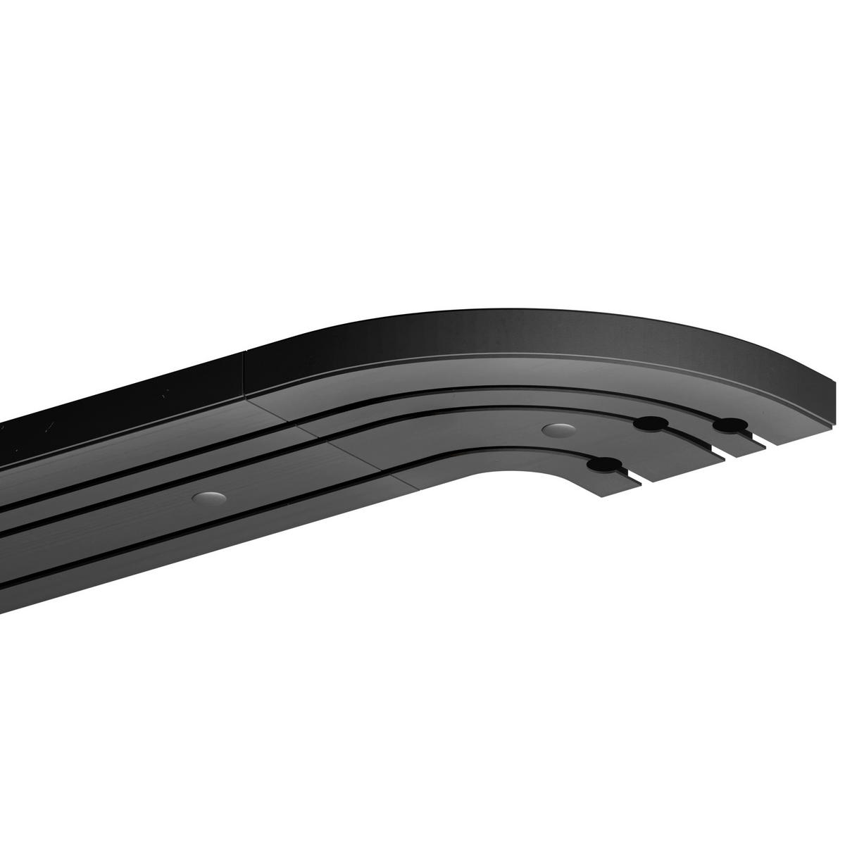 GARDINENSCHIENE inkl. Rundbögen 90cm 3-läufig - Schwarz, Kunststoff (10/1.8/90cm)