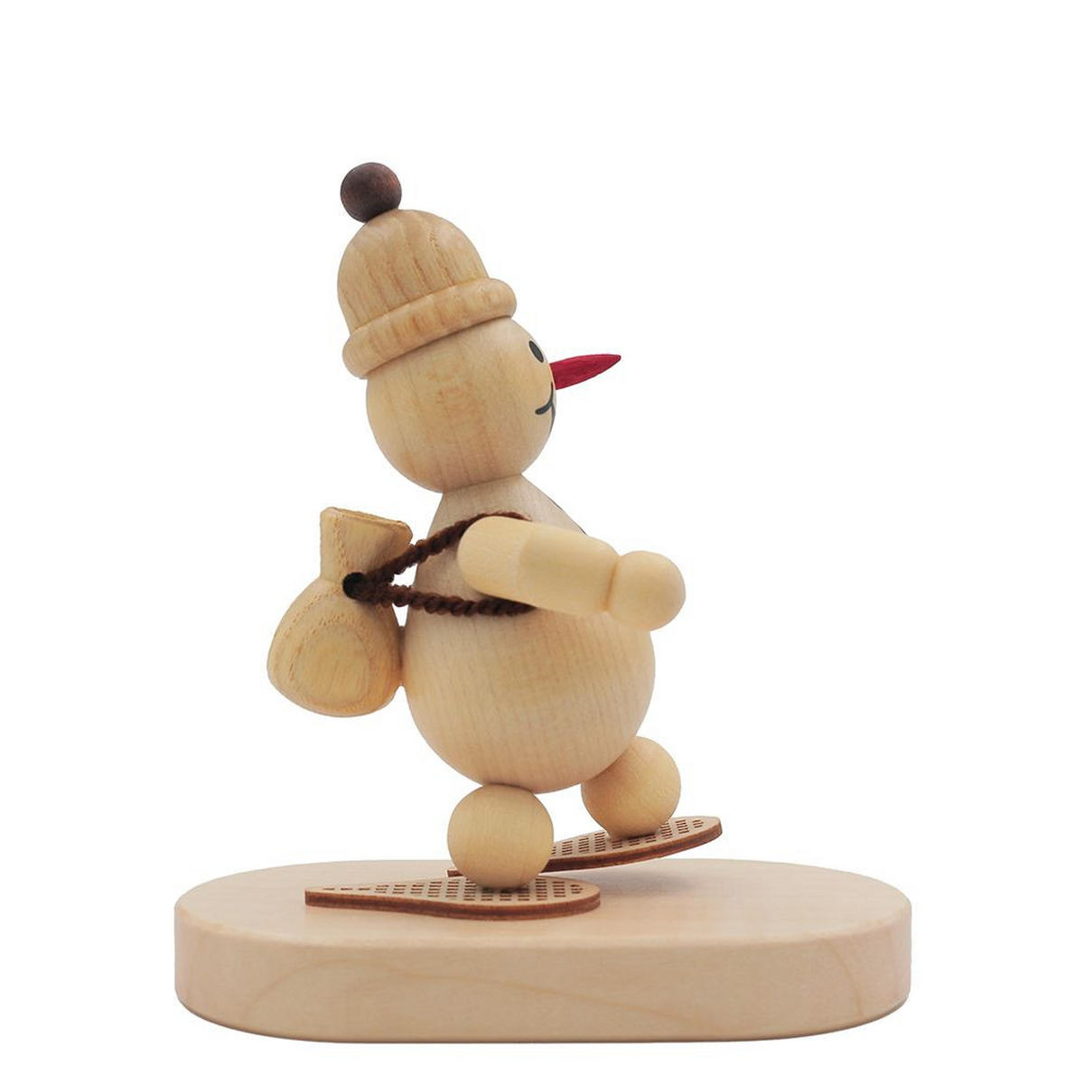 HOLZFIGUR Schneemann Junior Schneewanderer auf Sockel 9 cm - Multicolor, Holz (9/9/0.1cm)