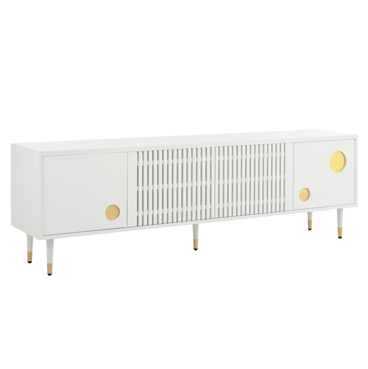 TV-SCHRANK aus MDF 170x36x54 cm Weiß mit Kabelmanagement, verstellbaren Füßen und Kippschutz - Weiß, Holzwerkstoff (170/54/36cm) - Modfu