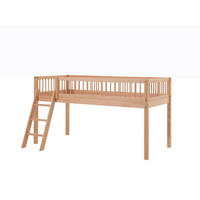 HALBHOHES BETT Kelci 90x200 mit Leiter Buche Massivholz natur - Buchefarben, Holz (90/200cm) - 58aufmkessel