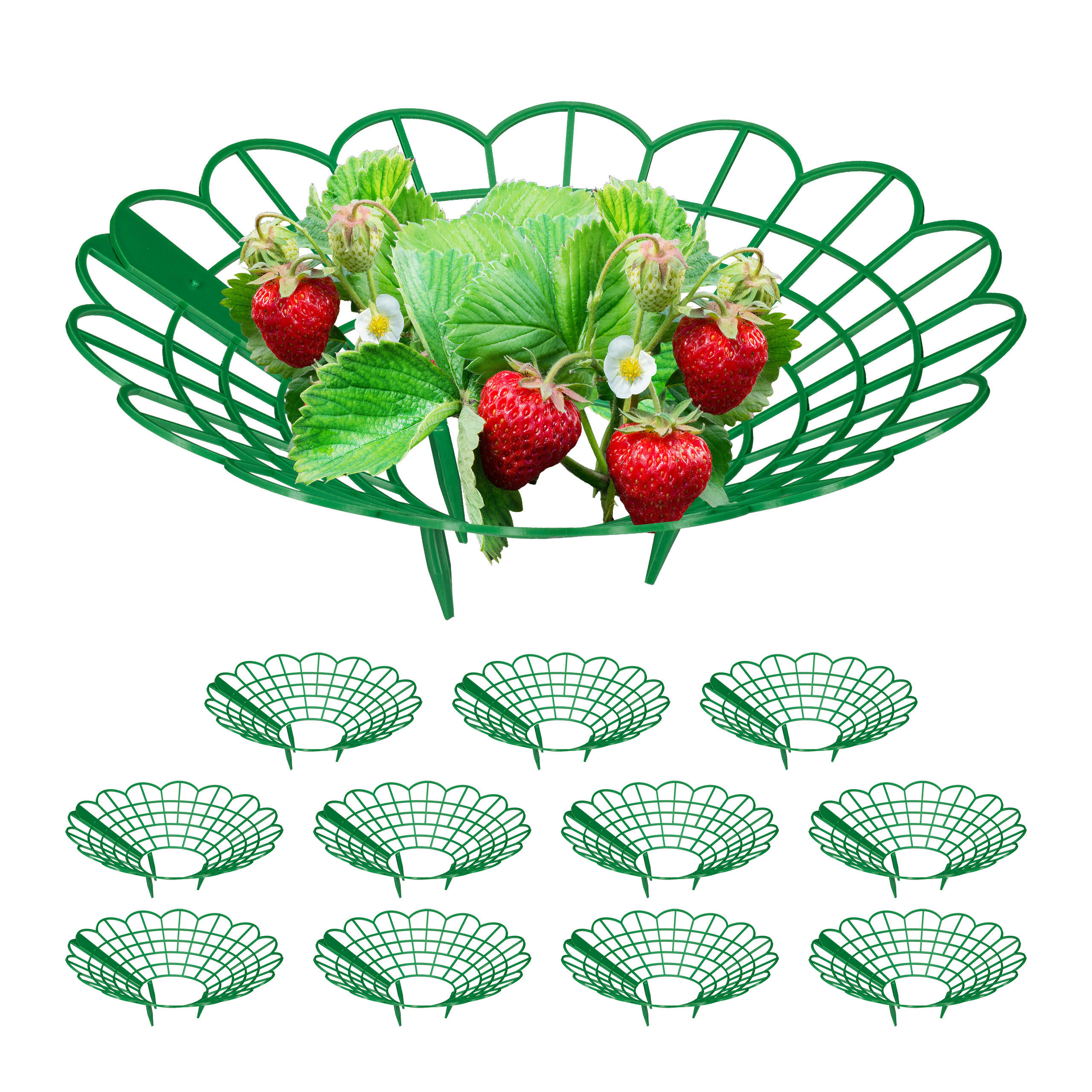 ERDBEERREIFER-SET - Grün, Kunststoff (30/10/30cm) - Relaxdays