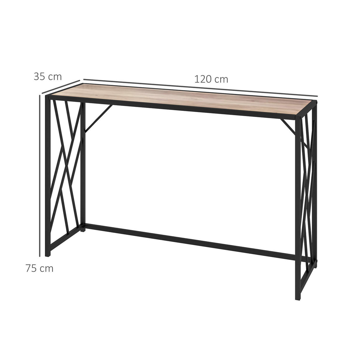 KONSOLENTISCH 120/35/75 cm braun aus Sperrholz mit Metallgestell - Braun, Holz (120/35/75cm) - OKWISH