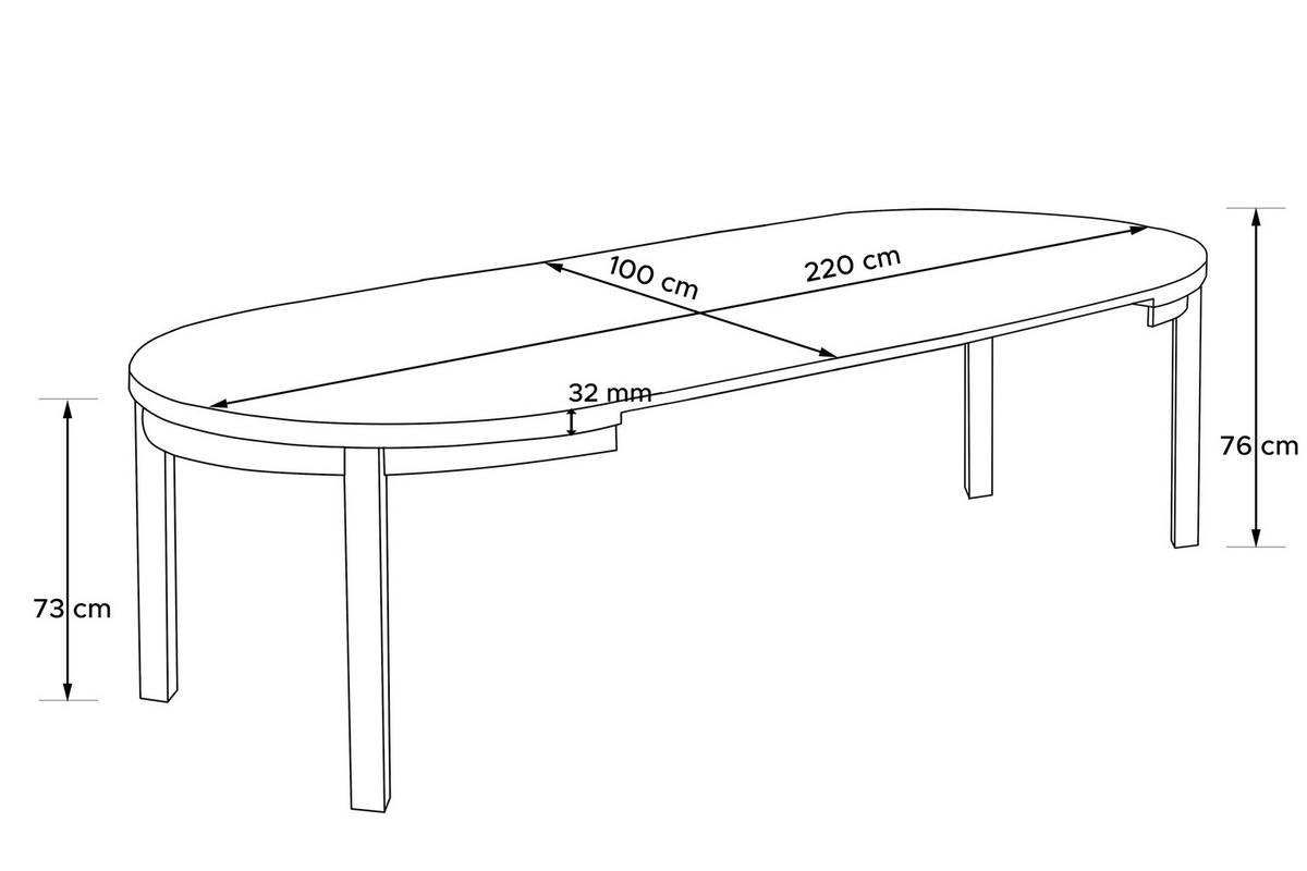 ESSTISCH BALTE Ausziehbar 100-220cm Rund, Beton/schwarz - Schwarz, Holz (100/220/76cm) - KONSIMO®