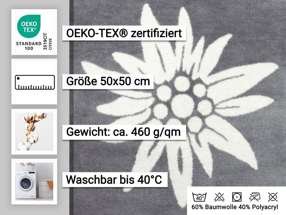 KISSENBEZUG, 2er-Set, 60% Baumwolle, 40% Polyacryl, Grau - Grau, Naturmaterialien (50/50cm) - Zollner