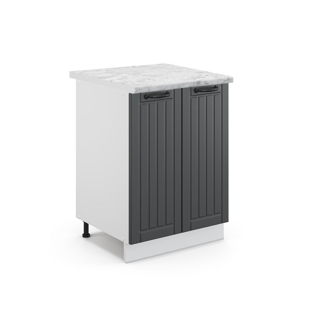 KÜCHENUNTERSCHRANK Fame-Line Anthrazit Landhaus 60 cm, AP Marmor - Anthrazit/Weiß, Holzwerkstoff (60/82/60cm) - Vicco