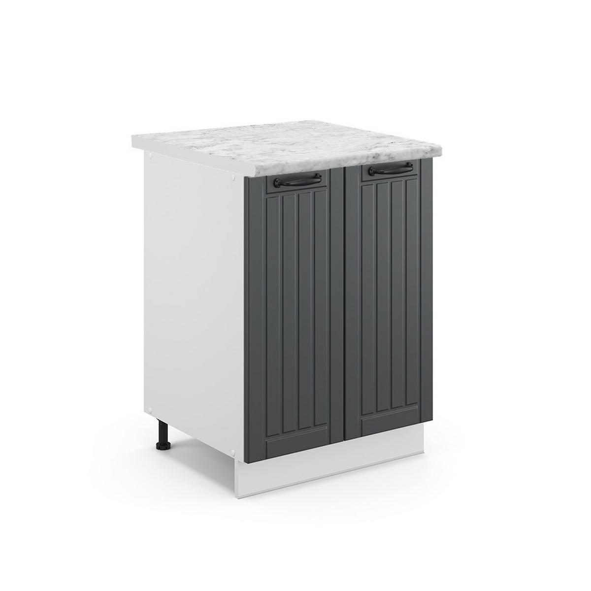 KÜCHENUNTERSCHRANK Fame-Line Anthrazit Landhaus 60 cm, AP Marmor - Dunkelgrau/Anthrazit, Holzwerkstoff (60/82/60cm) - Vicco
