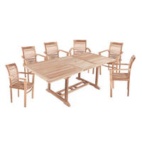 GARTEN-SITZGRUPPE Magnus 7-teilig Gartenmöbel-Set - Teakfarben, Holz - DELUKE