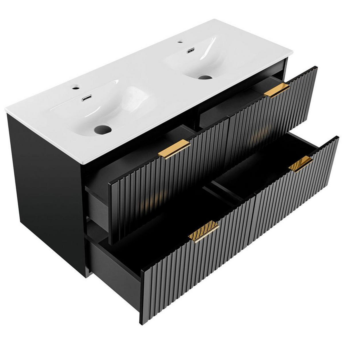 BADMÖBEL-SET 3-TLG. Adelaide-56 - Schwarz, Holzwerkstoff (170/200/46cm) - Lomado