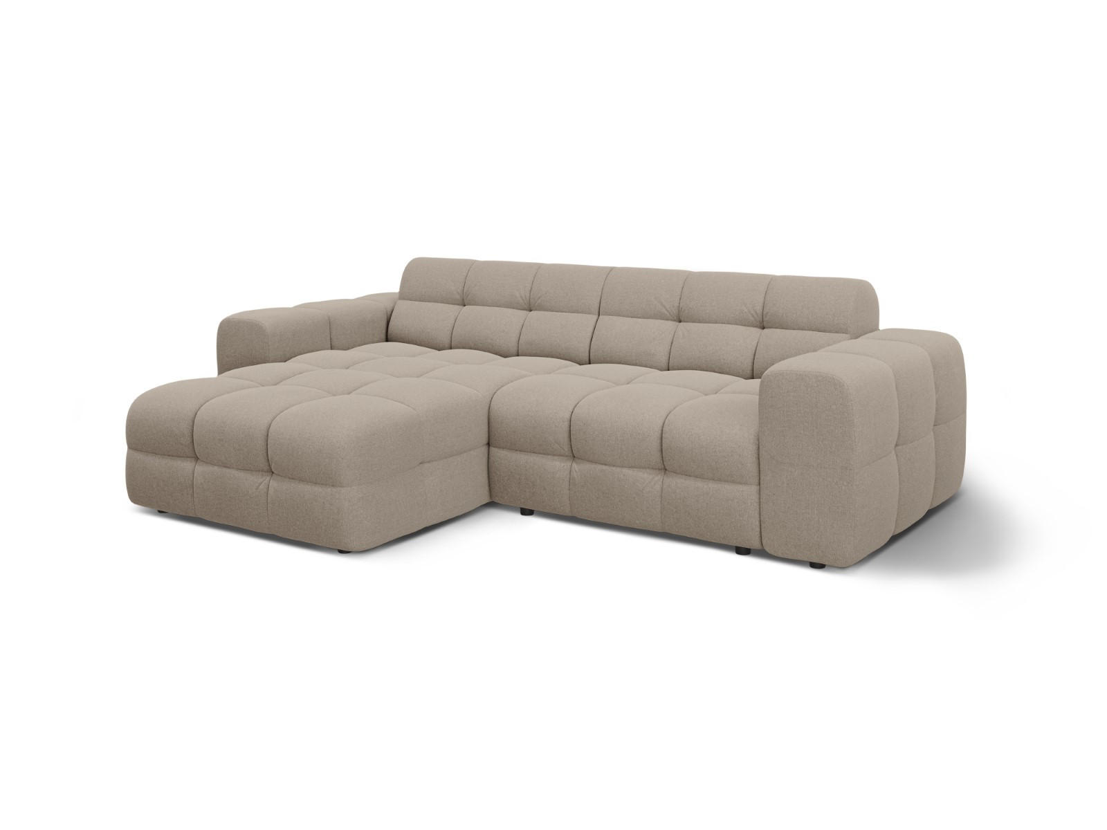 ECKSOFA links Kendal aus strukturiertem Stoff dunkelbeige 4 Sitzplätze - Mokka, Textil (173/256cm) - Micadoni