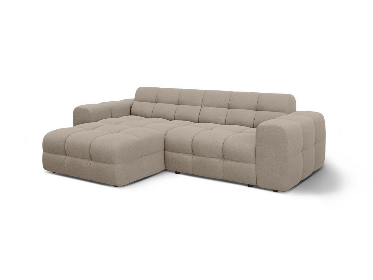 ECKSOFA links Kendal aus strukturiertem Stoff dunkelbeige 4 Sitzplätze - Mokka, Textil (173/256cm) - Micadoni