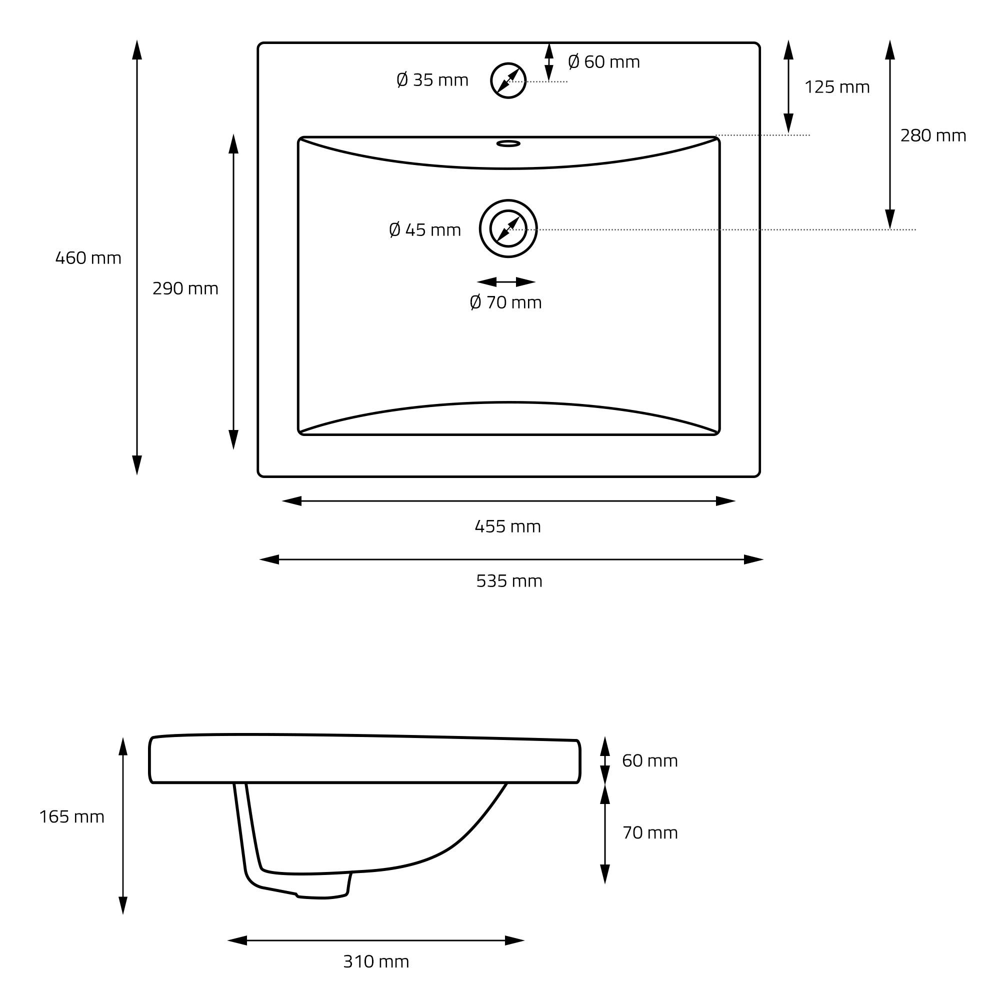 Thumbnail - Ml-Design Waschbecken, Schwarz, Keramik, 46x16.5x53.5 cm, Badezimmer, Waschbecken & Armaturen, Waschbecken