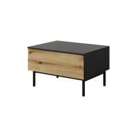 COUCHTISCH Lango Schwarz mit Eiche Evoke, Kaffeetisch mit Schubladen - Hellbraun/Schwarz, Holzwerkstoff (60/80/48cm) - Bettso