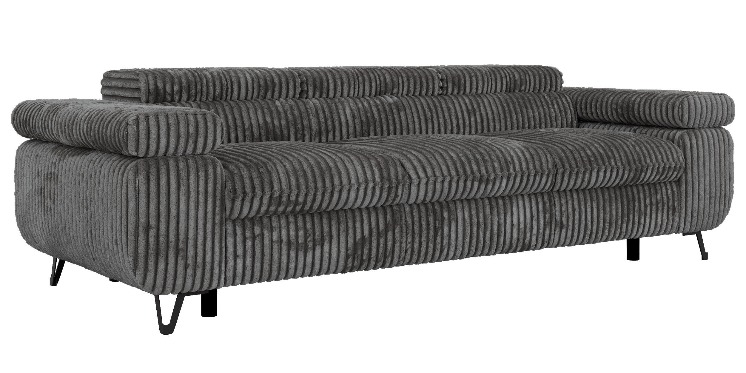 3-SITZER SOFA PETER - Grau Cord - Schwarz/Grau, Textil/Metall (262/76/99cm) - MKS