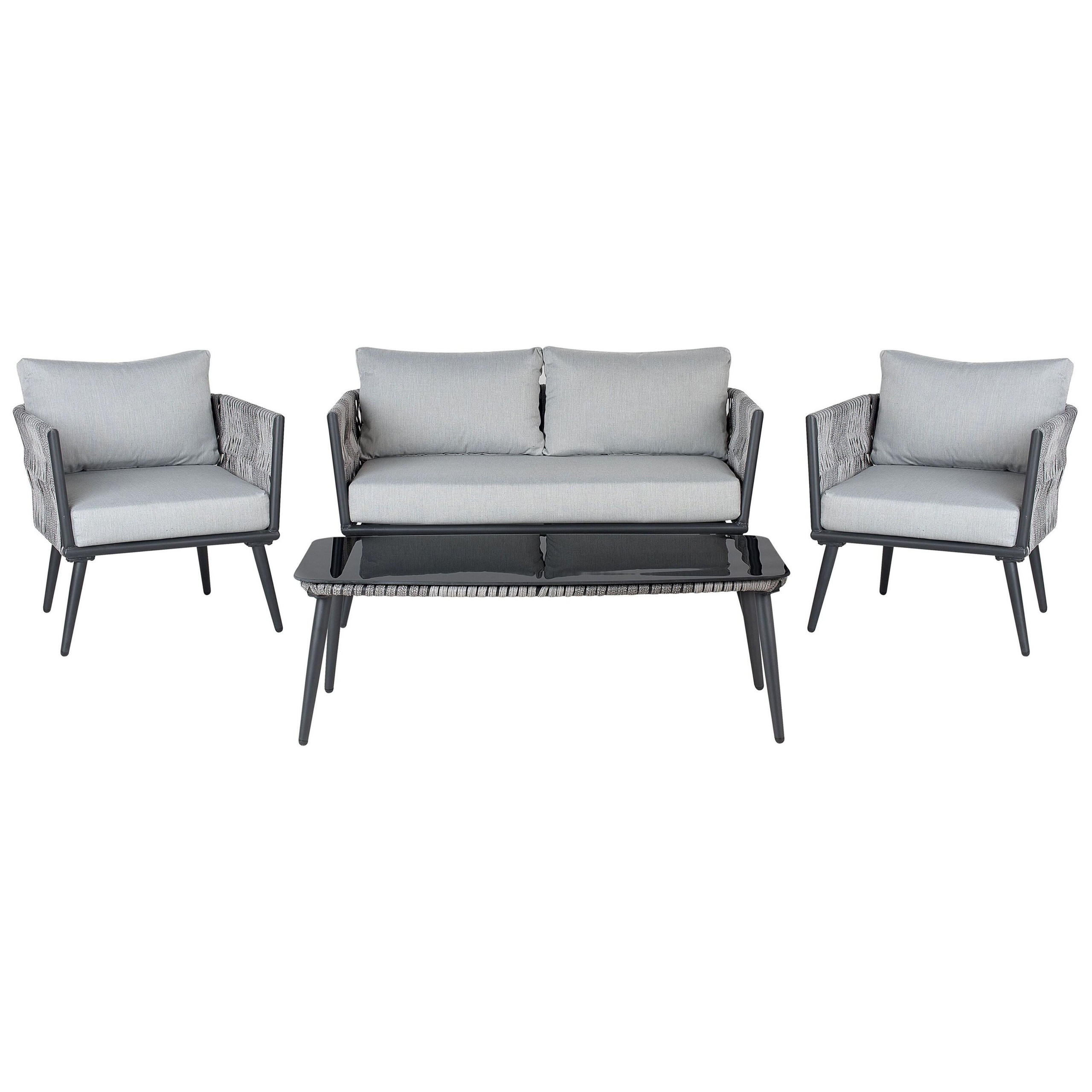GARTENMÖBEL-SET 4-sitzer Rattan Grau Preveza - Grau, Kunststoff - Beliani
