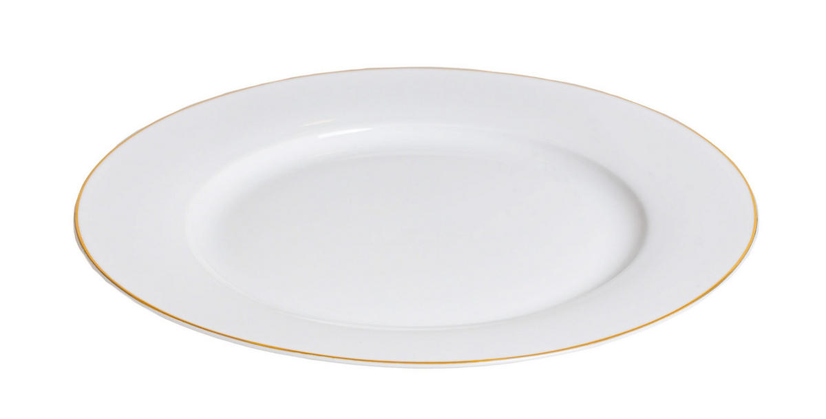 GESCHIRRSET18-TEILIG GESCHIRRSETWeiß / Gold - 18-teilig / 6 Personen - 6 Speiseteller, 6 SUPPENTELLER und 6 FRÜHSTÜCKTELLER - Weiß, Keramik (2/2/1cm) - Studio Tavola
