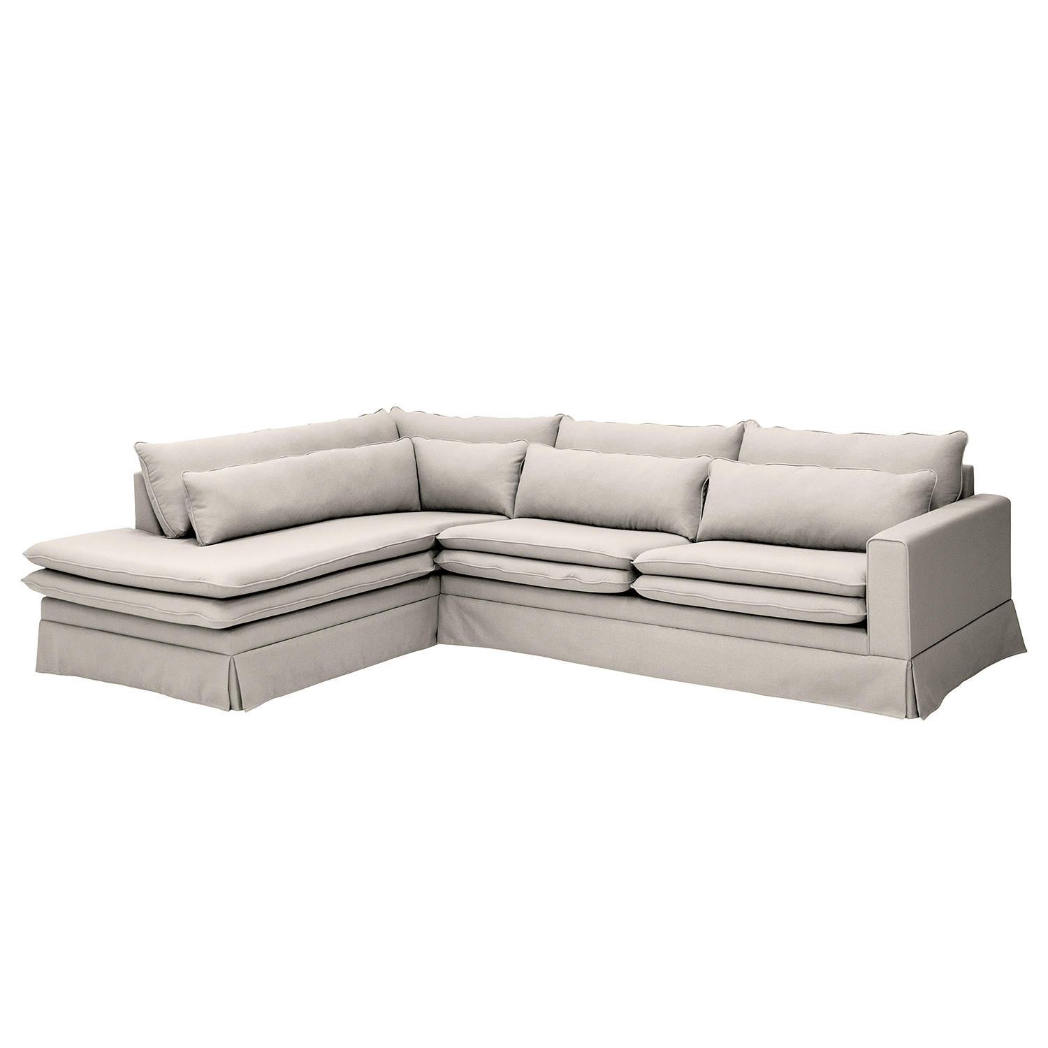 ECKSOFA mit Husse - Ottomane, Webstoff - Hellgrau/Schwarz, Kunststoff/Textil (299/222cm) - home24