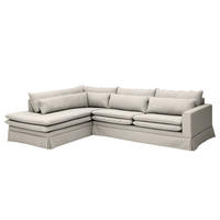 ECKSOFA mit Husse - Ottomane, Webstoff - Hellgrau/Schwarz, Kunststoff/Textil (299/222cm) - home24