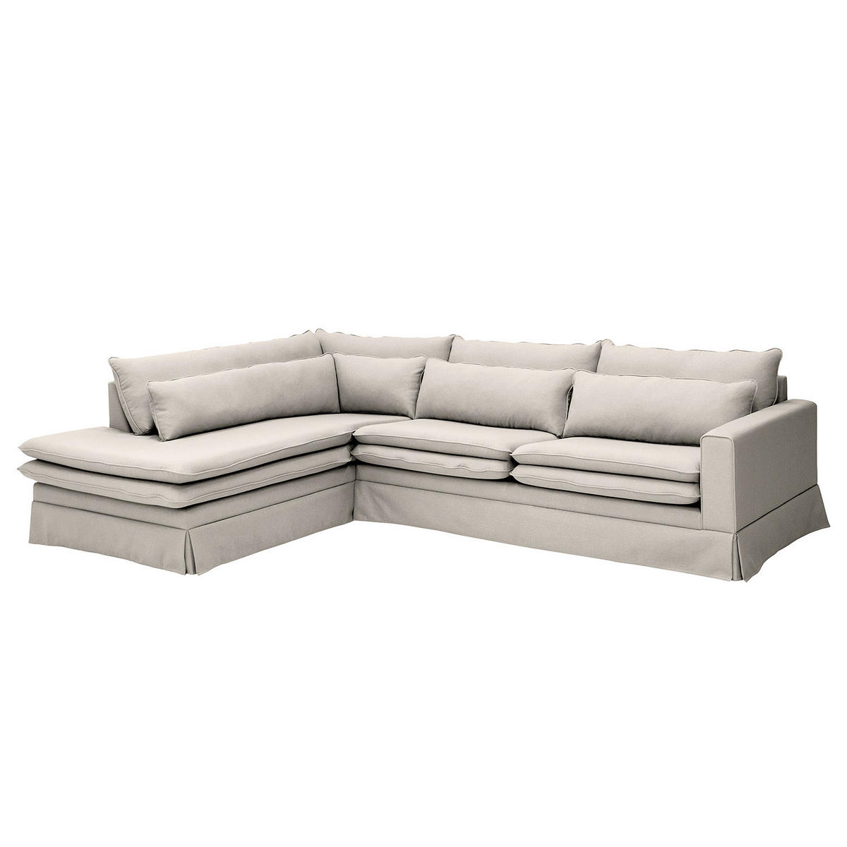 ECKSOFA mit Husse - Ottomane, Webstoff - Hellgrau/Schwarz, Kunststoff/Textil (299/222cm) - home24