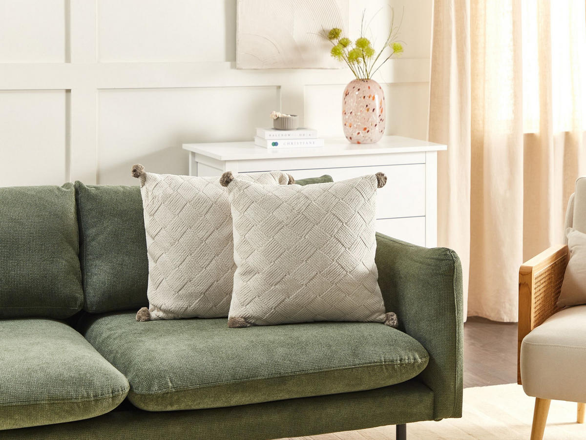 DEKOKISSEN 2er-Set Beige 45/45 cm Oberonia - Beige/Braun, Naturmaterialien (45/45cm) - Beliani