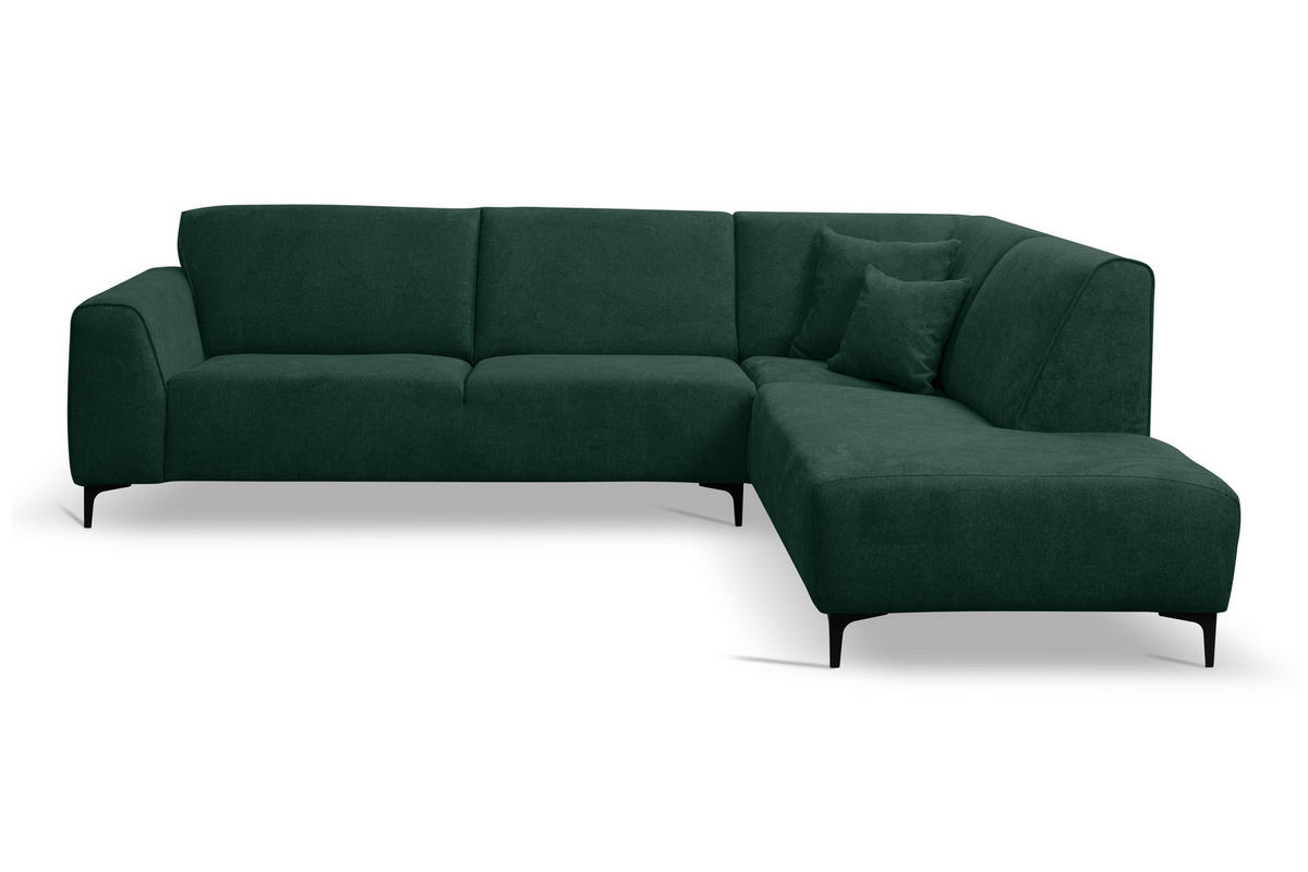 ECKSOFA Mula in L-Form, Coach Farbe: Grün, Velourstoff, Ottomane Rechts - Grün, Textil (274/210cm) - VENASI MÖBEL