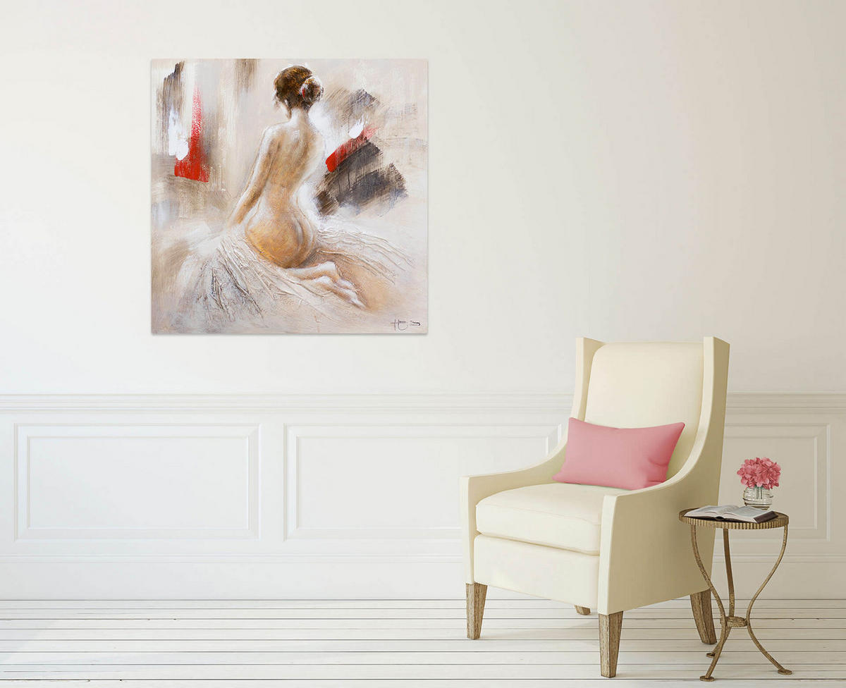 ACRYLBILD HANDGEMALT 80/80 cm - Beige, Holz/Textil (80/80cm) - KUNSTLOFT