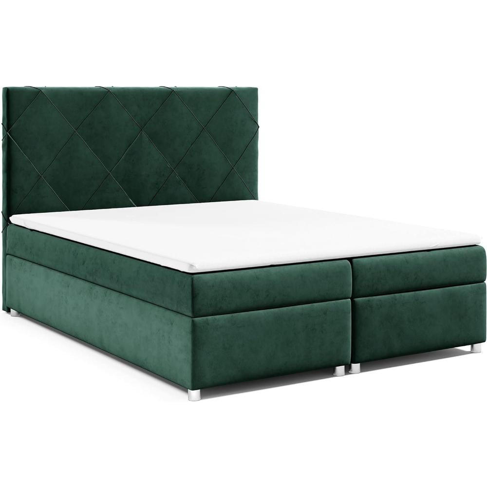 BOXBETT mit Bettkasten Trinity K-7 Bonellfederkern inkl. Topper - Grün, Holz/Holzwerkstoff (200/200cm) - Best For Home
