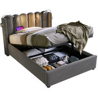 POLSTERBETT 90/200 cm Grau aus Samt mit Bettkasten und USB - Grau, Textil (90/200cm) - OKMYHOME