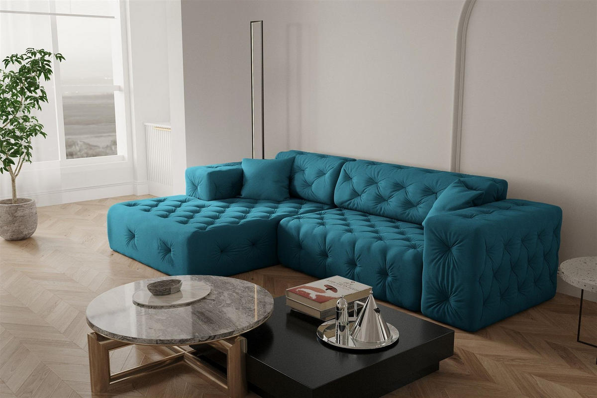 ECKSOFA Chantal - Blau, Holzwerkstoff/Textil (266/171cm) - Fun Möbel