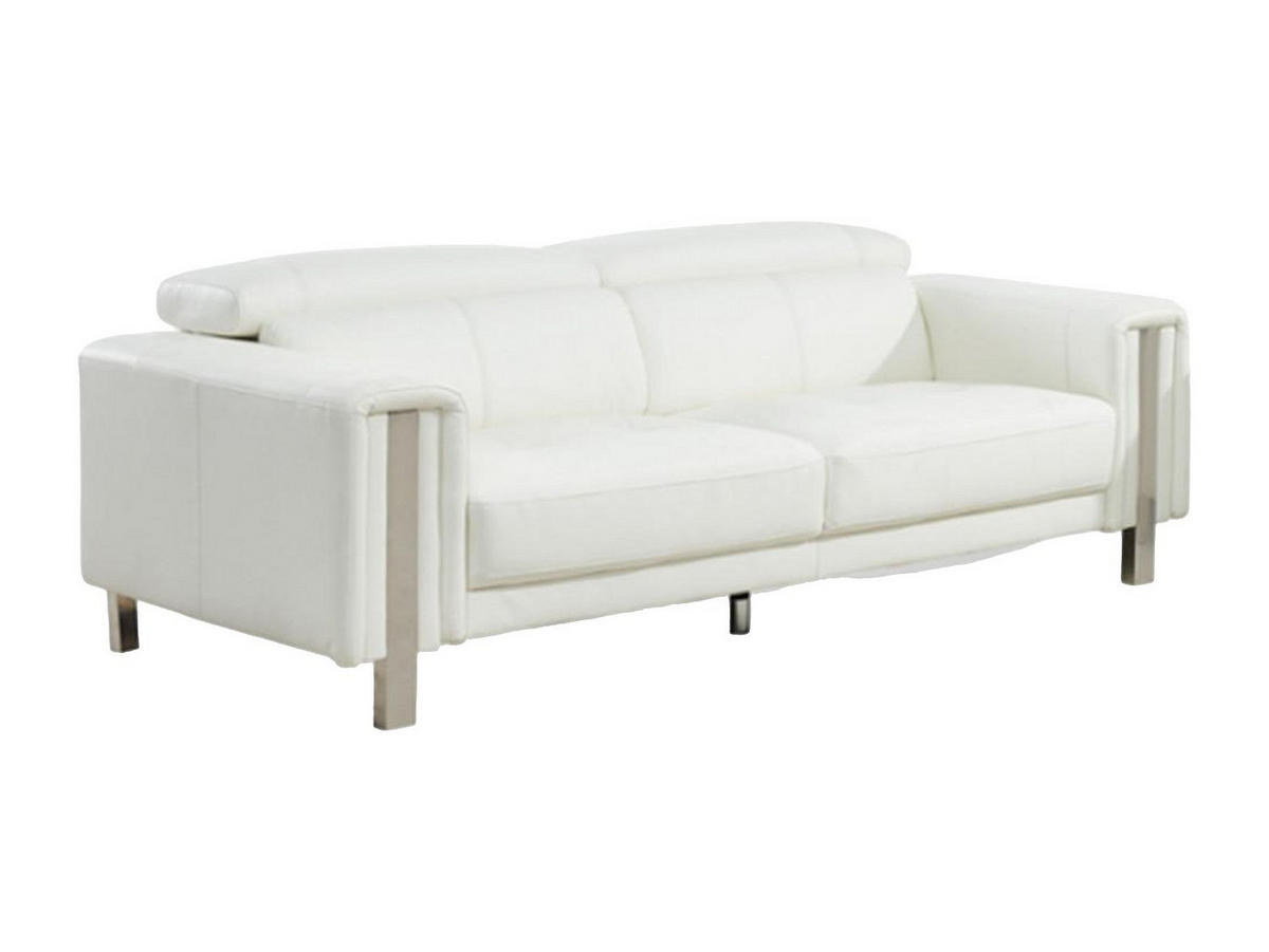 COUCHGARNITUR - 5 Personen - kunstleder - weiß Maroua - Weiß, Leder/Metall (202/87/100cm) - Vente-Unique