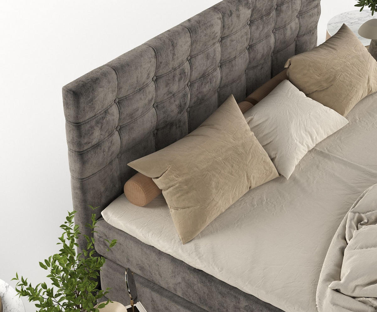 BOXSPRINGBETT Blend Dunkebraun 120/200 cm mit Matratze und Topper - Dunkelbraun/Schwarz, Holz/Holzwerkstoff (120/200cm) - Maison de Reve