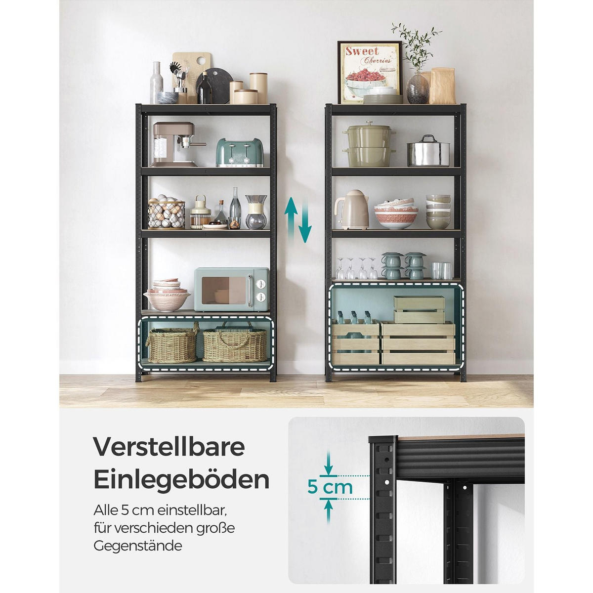 SCHWERLASTREGALE N'DJAMENA - Schwarz, Holzwerkstoff (100/200/50cm) - Hansiro