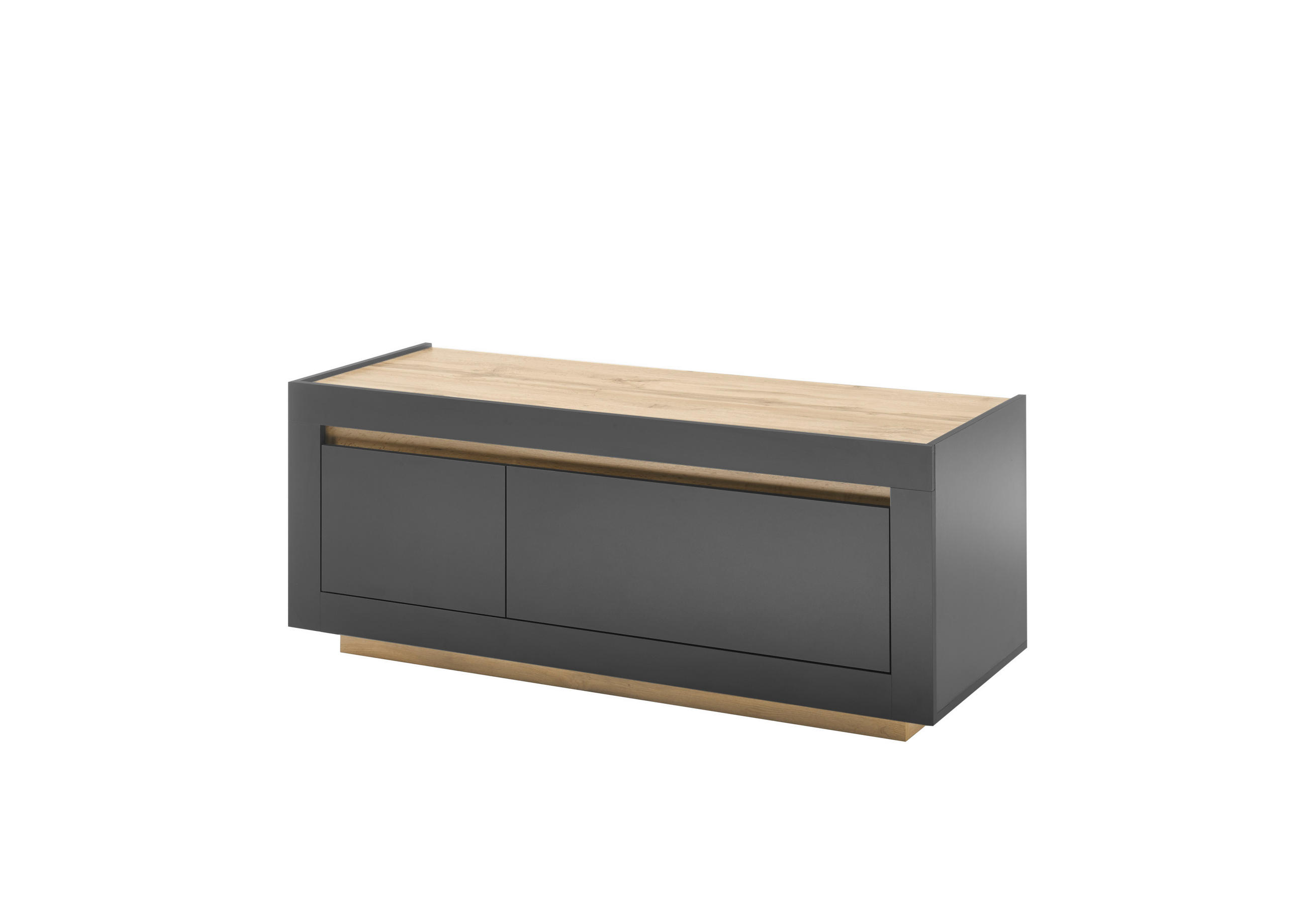 LOWBOARD M11 Anthrazit & Wotan Eiche 140/56/50 cm schmal - Dunkelgrau, Holzwerkstoff (140/56/50cm) - Livojo