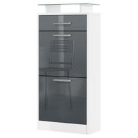 SCHUHSCHRANK Loret Front in Grau Hochglanz - Grau, Holzwerkstoff (46/104/23cm) - Vladon