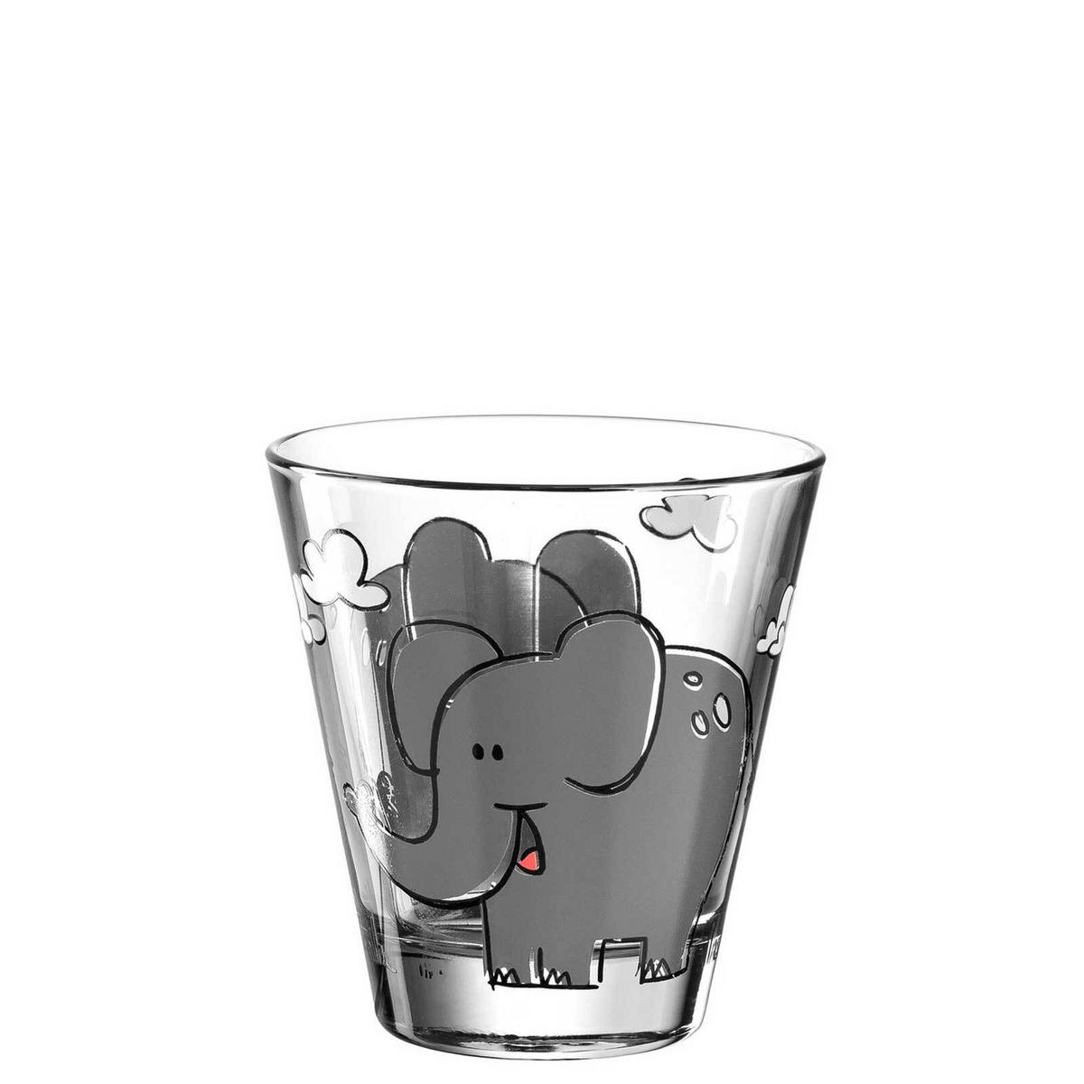 KINDERBECHER Bambini Elefant 215 ml 6er Set - Grau, Glas (0.215L) - Leonardo Living
