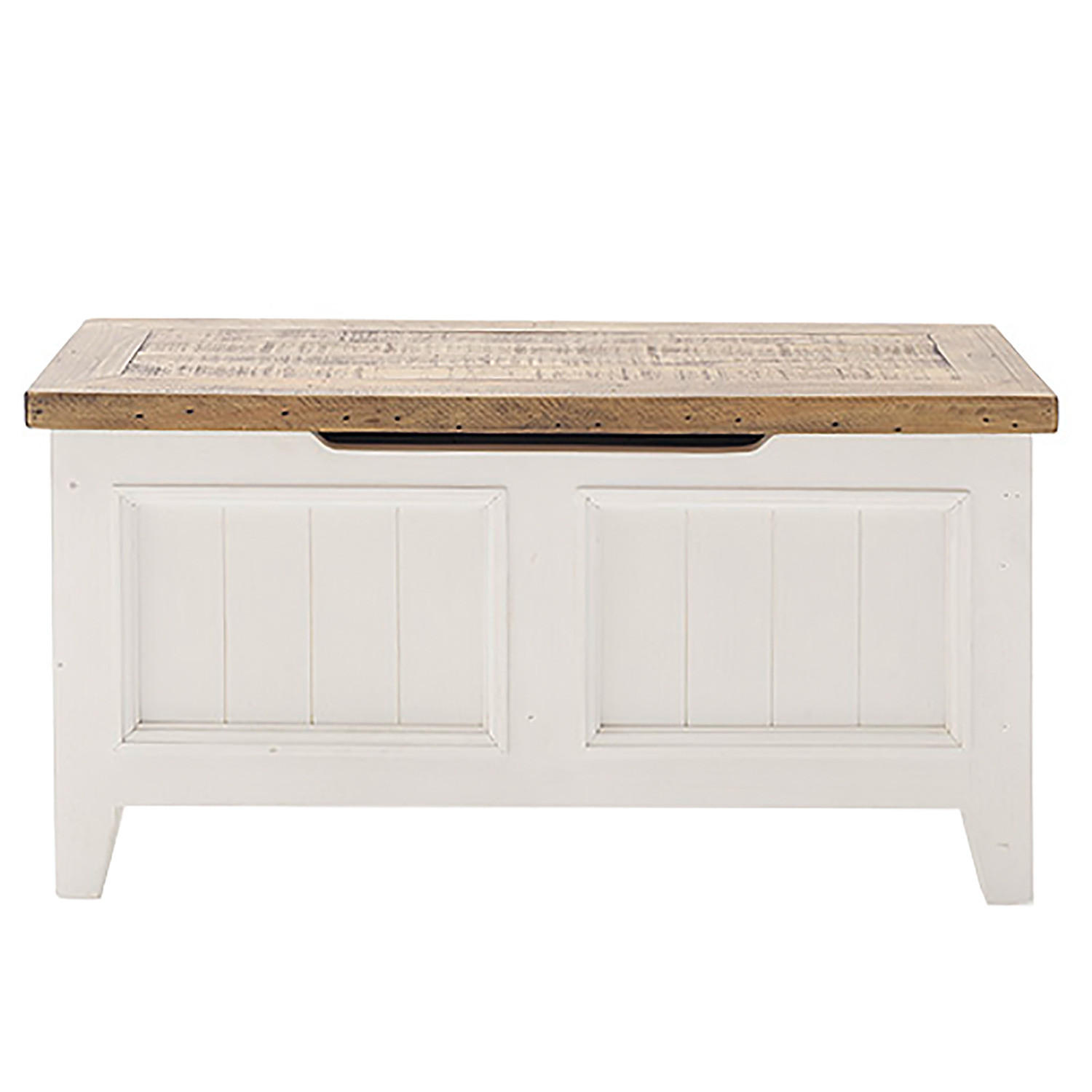 GARDEROBENBANK - Kiefer massiv - Weiß, Holz (90/45/40cm) - home24