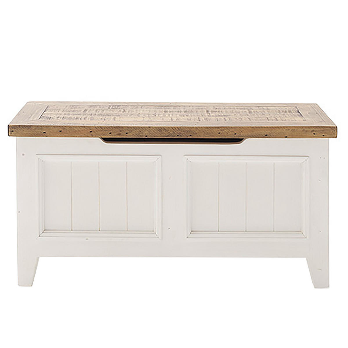 GARDEROBENBANK - Kiefer massiv - Weiß, Holz (90/45/40cm) - home24