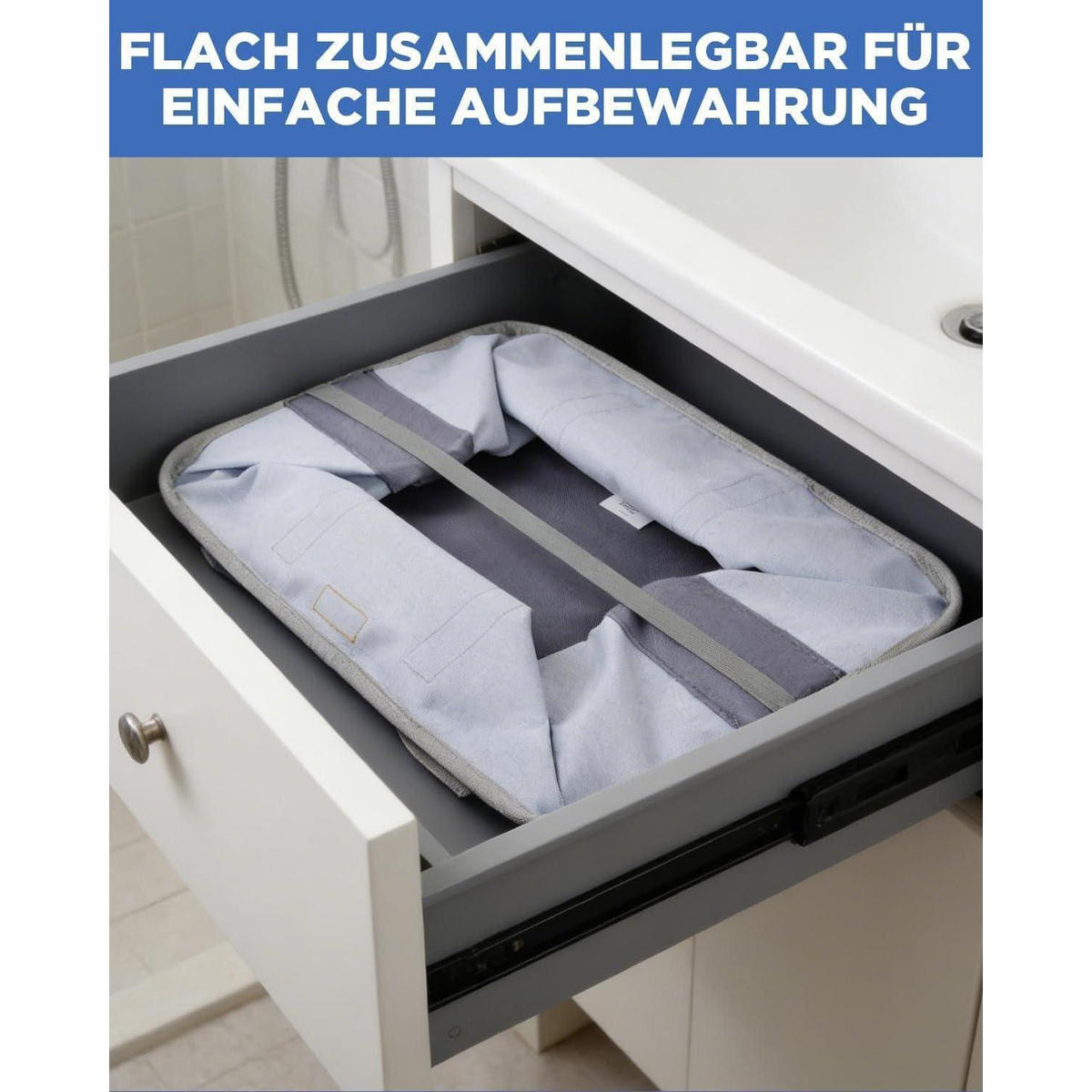 WÄSCHEKORB faltbar 68L extra flach 2 cm Grau - Grau, Textil (39/32/55cm)