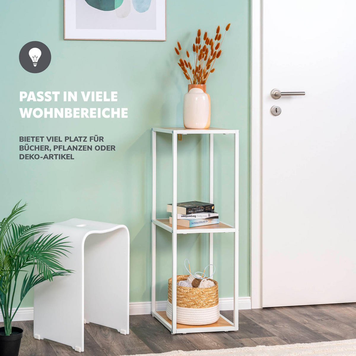 STANDREGAL, Metall, weiß - Weiß, Metall (30/89/30cm) - eluno