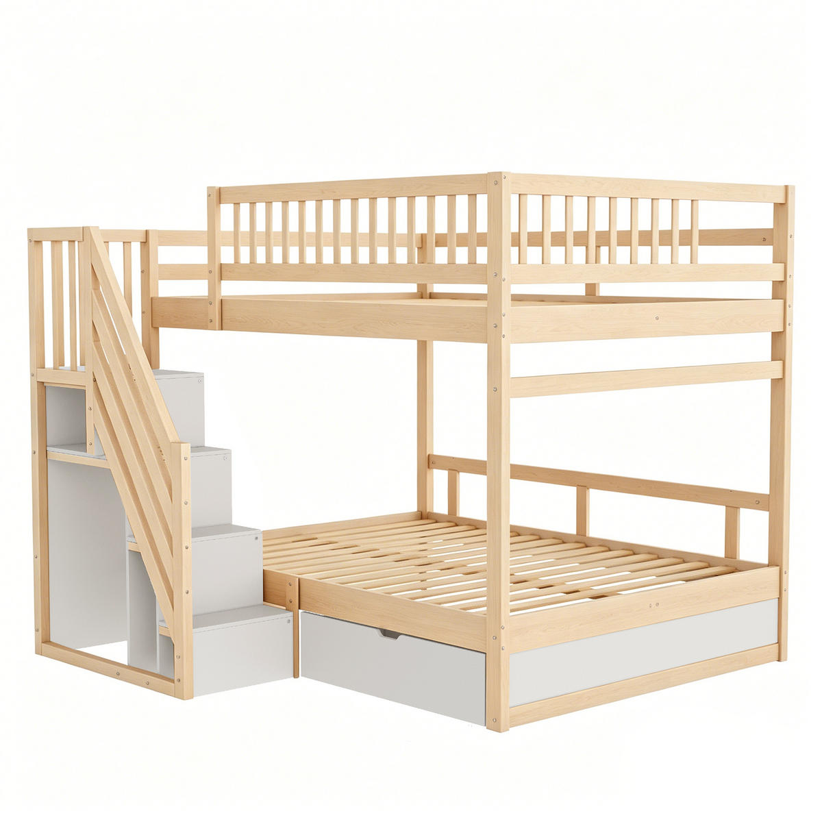 ETAGENBETT mit Stauraum 140x200 cm Massivholz Wood - Birnbaumfarben, Holz (140/200cm) - Meubliv