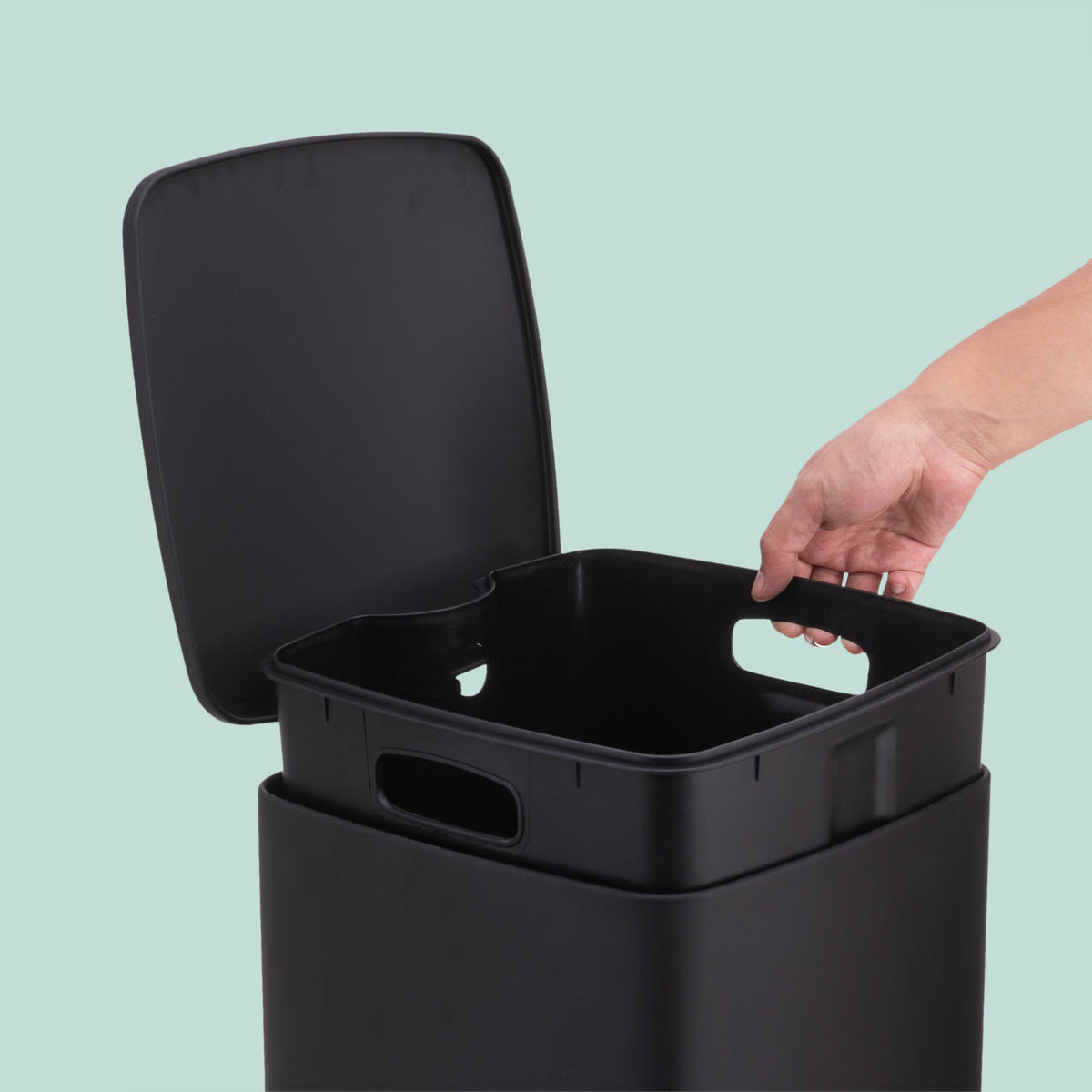 MÜLLEIMER - Schwarz, Kunststoff/Metall (29/53/34cm) - Relaxdays