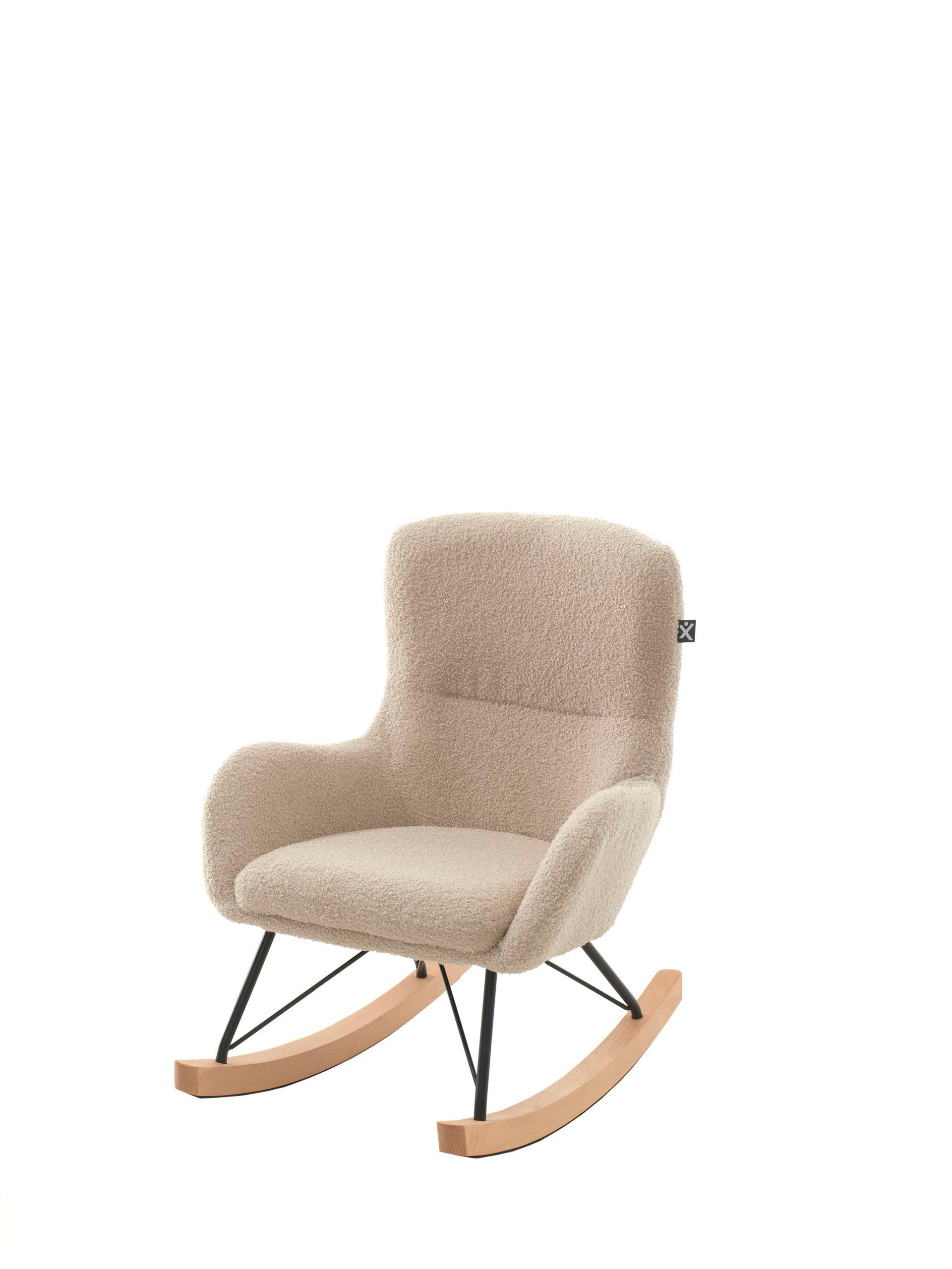 KINDER SCHAUKELSTUHL Keila komfortabel und bequem Bouclé Stoff beige - Beige, Kunststoff (55/69/65cm) - 58aufmkessel