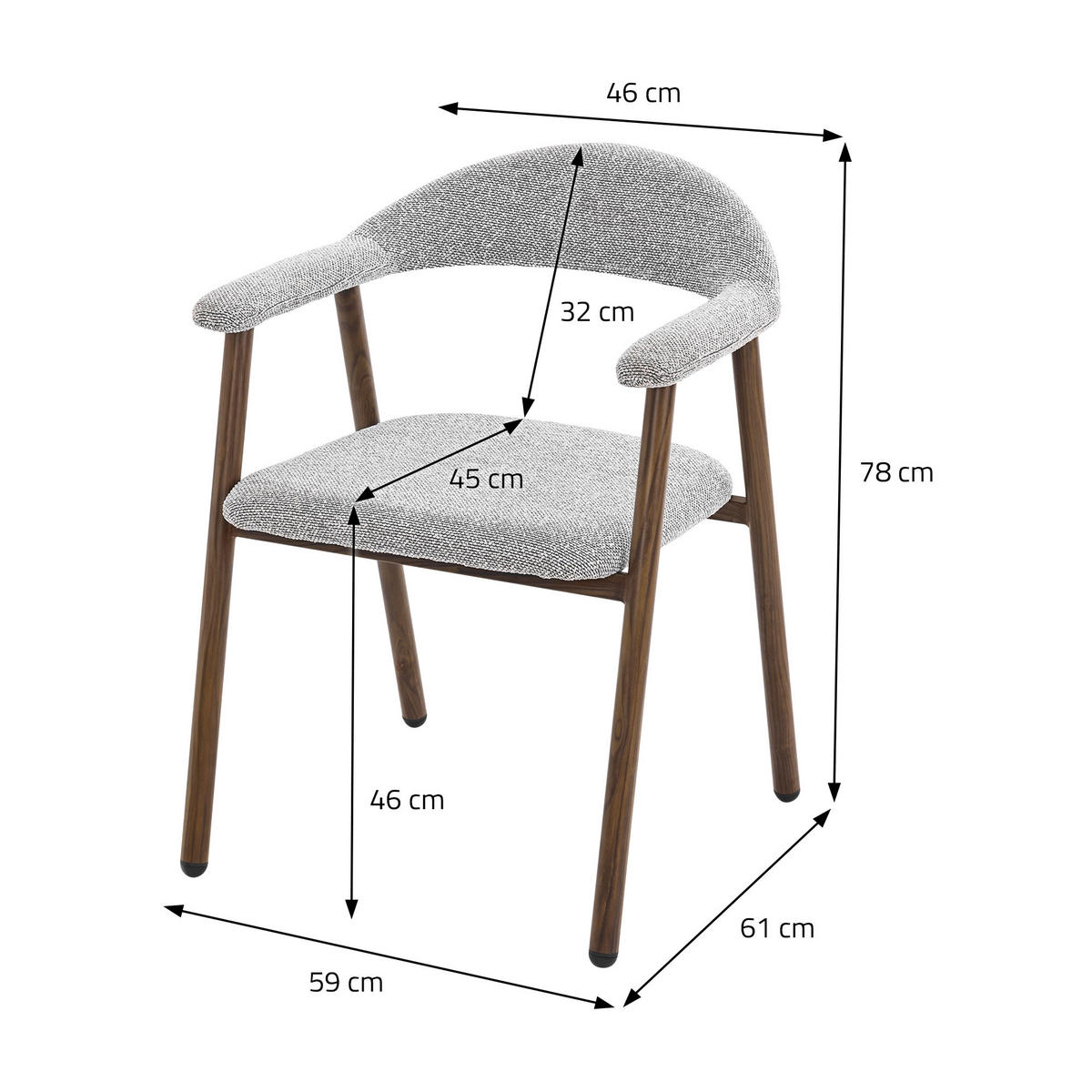 JÍDELNÍ ŽIDLE, sada 2 ks, šedé s proplétaným vzorem a ocelovou konstrukcí v imitaci dřeva - šedá/hnědá, kov/textil (59/78/61cm) - ML-DESIGN