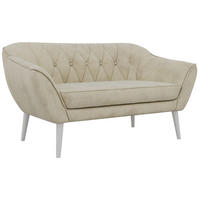 2-SITZER-SOFA PIRS - Beige Velvet - Weiße Beine - Beige/Weiß, Holzwerkstoff/Textil (140/75/74cm) - MKS