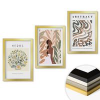 WANDBILDER 3er Set - 20x30 cm Goldrahmen - Boho-Pastell-Minimalisten-Poster - Goldfarben, Kunststoff (20/30cm) - ArtPrintCave