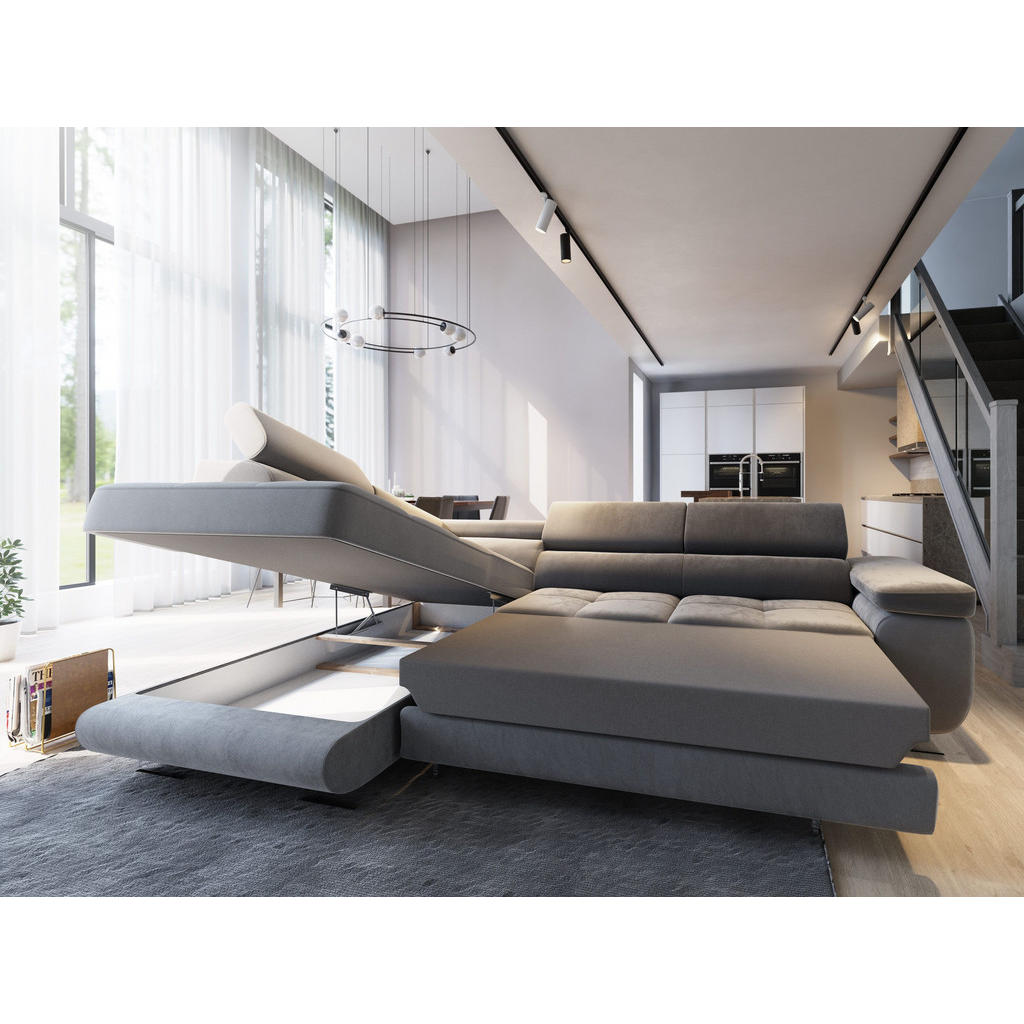 Thumbnail - Masseno Ecksofa, Schwarz, Holz, 5-Sitzer, L-Form,L-Form, 275x202 cm, Wohnzimmer, Sofas & Couches, Wohnlandschaften, Ecks...