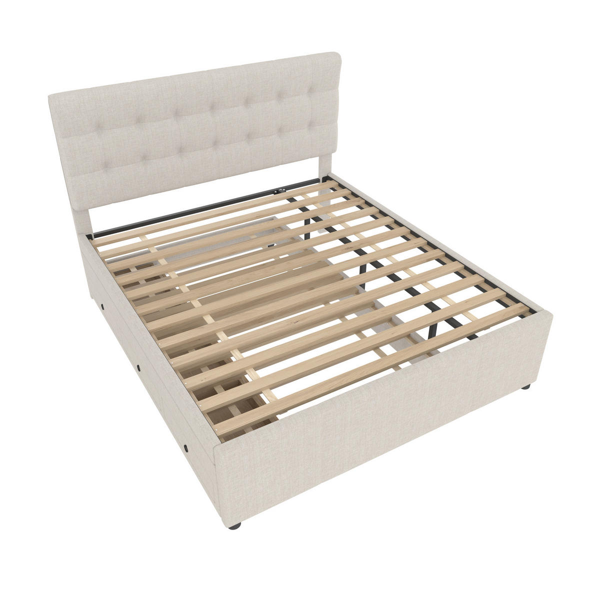 BETT mit Ausziehbett und 3 Schubladen 140x200 cm Leinen Beige - Beige, Holz (140/200cm) - Meubliv