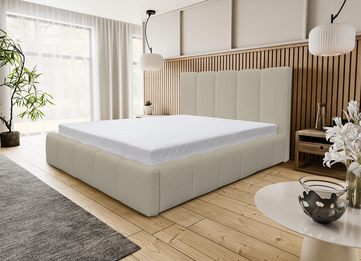 POLSTERBETT MARCO mit Bettkasten Boucle (Cappuccino, 140 x 200 cm) - Cappuccino, Holzwerkstoff (140/200cm) - VENASI MÖBEL