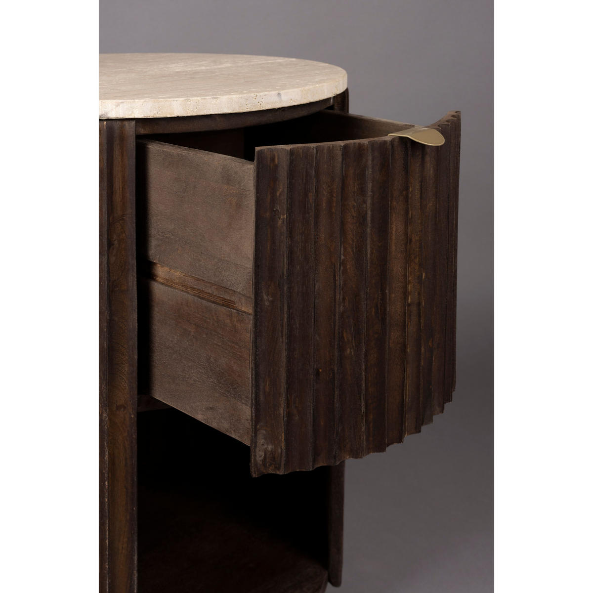 BEISTELLTISCH Marlow Rund 45 cm - Braun, Stein (45/45/60cm) - Dutchbone